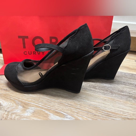 Torrid Mesh Platform Wedge- Black Faux Suede- Wide Width - Picture 3 of 4